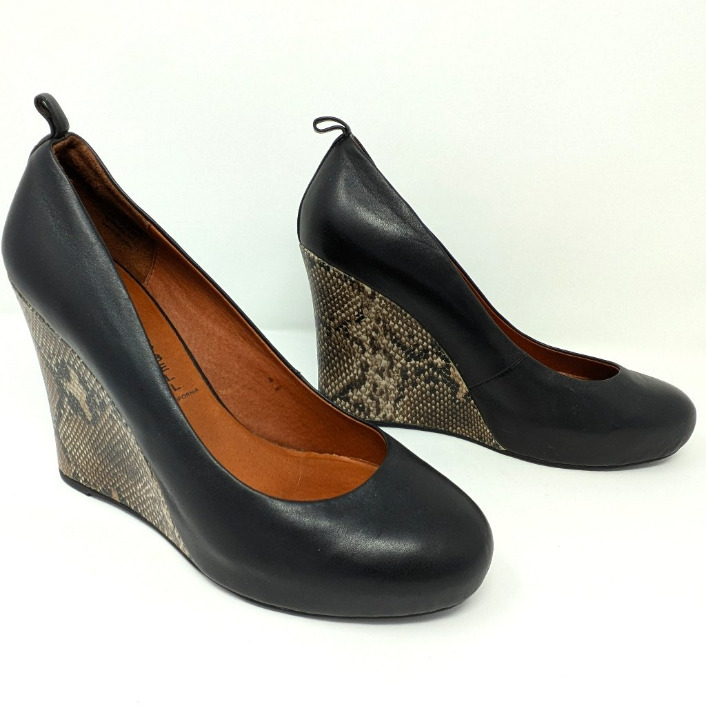 Jeffrey Campbell Black Snake Skin Platform Heel, Size 10m